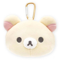 Japan San-X Fluffy Plush Mini Pouch with Carabiner - Korilakkuma : Face