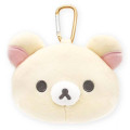 Japan San-X Fluffy Plush Mini Pouch with Carabiner - Korilakkuma : Face - 1