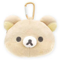 Japan San-X Fluffy Plush Mini Pouch with Carabiner - Rilakkuma : Face - 1