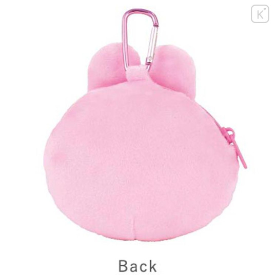 Japan Panchu Rabbit Fluffy Plush Mini Pouch with Carabiner - Face Wink - 2