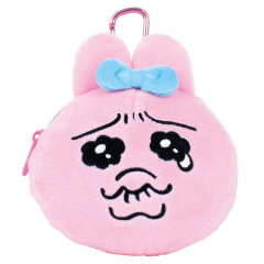 Japan Panchu Rabbit Fluffy Plush Mini Pouch with Carabiner - Face Cry