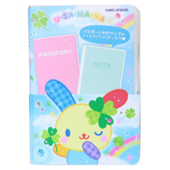 Japan Sanrio Passport Case B7 Book Cover - Usahana : Rainbow Blue Sky