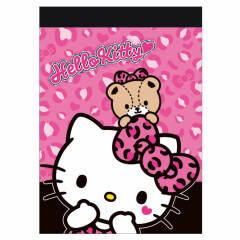 Japan Sanrio Mini Notepad - Hello Kitty & Tiny Chum : Big Ribbon Leopard Pink