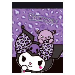 Japan Sanrio Mini Notepad - Kuromi : Big Ribbon Leopard Purple
