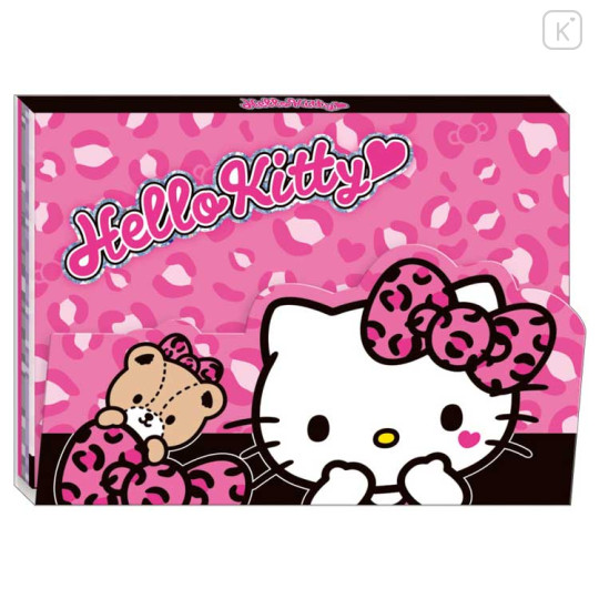 Japan Sanrio A6 Notepad - Hello Kitty & Tiny Chum : Big Ribbon Leopard Pink - 1