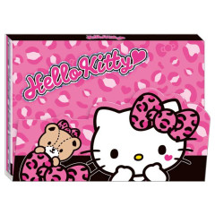 Japan Sanrio A6 Notepad - Hello Kitty & Tiny Chum : Big Ribbon Leopard Pink