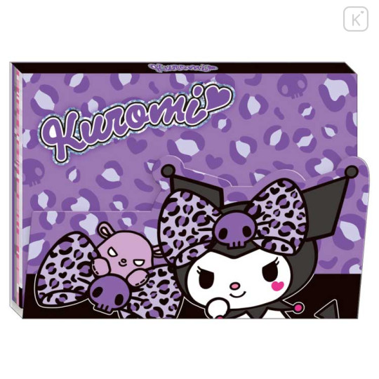 Japan Sanrio A6 Notepad - Kuromi : Big Ribbon Leopard Purple - 1