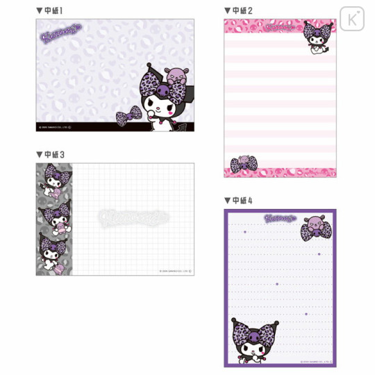 Japan Sanrio A6 Notepad - Kuromi : Big Ribbon Leopard Purple - 2