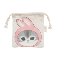 Japan Mofusand Die-cut Drawstring Bag - Rabbit Cat