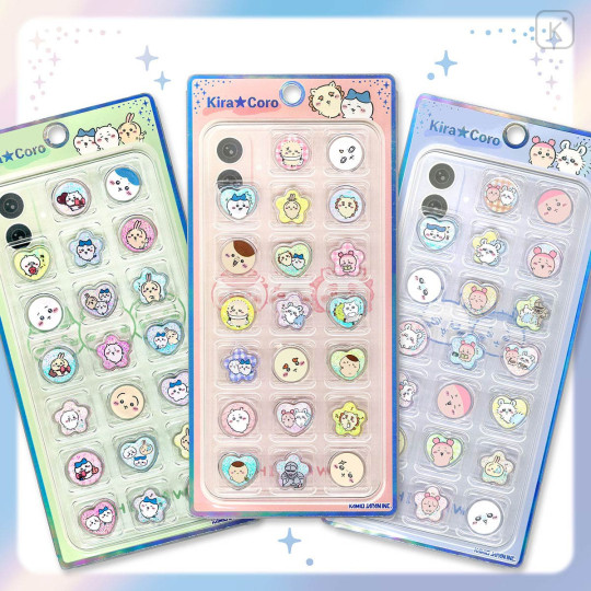 Japan Chiikawa KiraCoro Glass Bead Sticker - Furuhonya Kani-chan & Momonga - 2