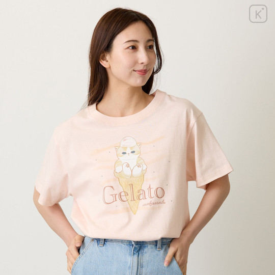 Japan Mofusand T-shirt (L) - Gelato Cat Pale Pink - 4