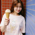 Japan Mofusand T-shirt (M) - Gelato Cat Pale Pink - 3