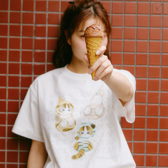 Japan Mofusand T-shirt (L) - Ice Cream Cat White - 3