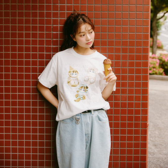Japan Mofusand T-shirt (XL) - Ice Cream Cat White - 4