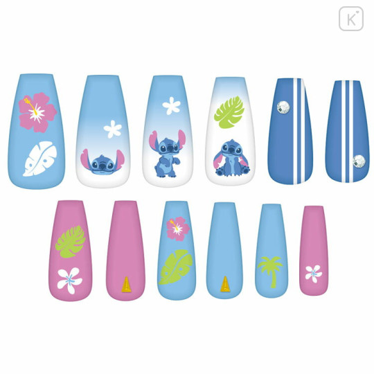 Japan Disney Nail Tips - Stitch : Hawaii Blue Pink - 2