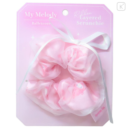 Japan Sanrio Ribbon Layered Scrunchie - My Melody : Ballet Core - 1