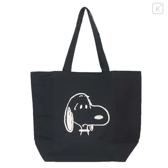 Japan Peanuts Embroidery Tote Bag - Snoopy : Black - 1