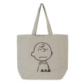 Japan Peanuts Embroidery Tote Bag - Charlie Brown : Beige - 1