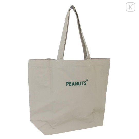 Japan Peanuts Embroidery Tote Bag - Charlie Brown : Beige - 2