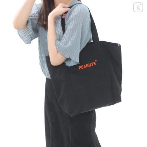 Japan Peanuts Embroidery Tote Bag - Charlie Brown : Beige - 5