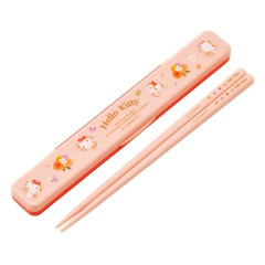 Japan Sanrio Chopsticks 18cm with Case - Hello Kitty : Watercolor Floral