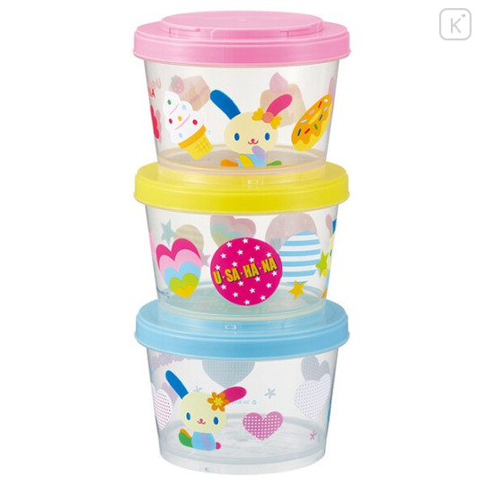 Japan Sanrio Joint Type Food Storage Container Set - Usahana - 1
