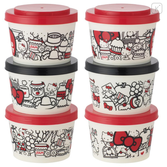Japan Sanrio Joint Type Food Storage Container Set - Hello Kitty : Red - 2