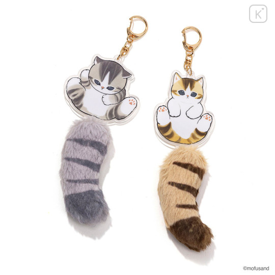 Japan Mofusand Dangling Tail Mascot Keychain - Cat Brown White - 7