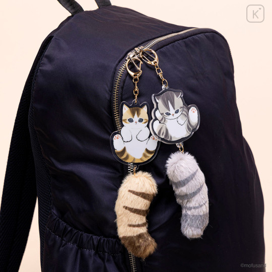 Japan Mofusand Dangling Tail Mascot Keychain - Cat Grey - 4