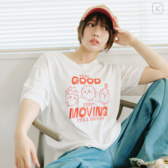 Japan Chiikawa Dry T-shirt (M) - Chiikawa & Hachiware & Usagi : Feel Good Keep Moving Still Trying - 4