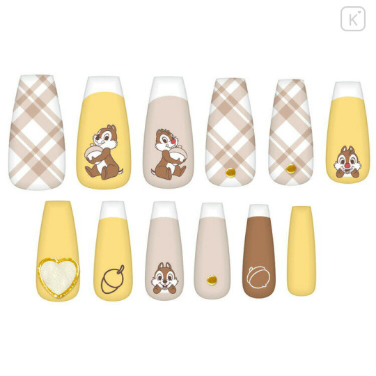 Japan Disney Nail Tips - Chip & Dale : Yellow Beige Brown - 2