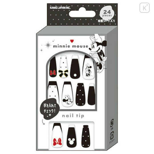 Japan Disney Nail Tips - Minnie : Monotone - 1