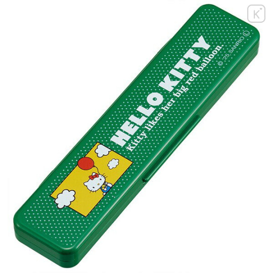 Japan Sanrio Chopsticks 18cm & Spoon with Case - Hello Kitty : Retro - 2