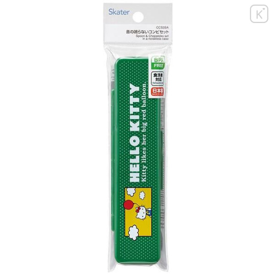 Japan Sanrio Chopsticks 18cm & Spoon with Case - Hello Kitty : Retro - 4