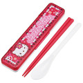 Japan Sanrio Chopsticks 18cm & Spoon with Case - Hello Kitty : School - 1