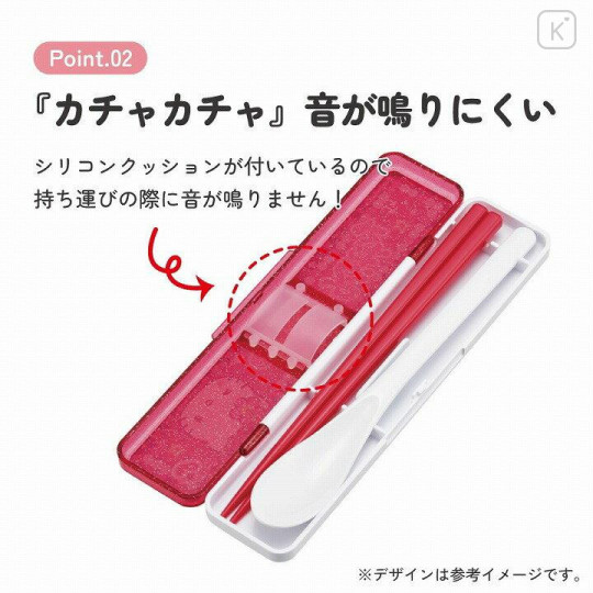 Japan Sanrio Chopsticks 18cm & Spoon with Case - Hello Kitty : School - 6