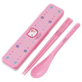Japan Sanrio Chopsticks 18cm & Spoon with Case - Hello Kitty : Kaohana - 1