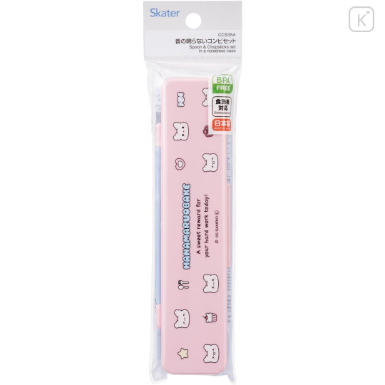 Japan Sanrio Chopsticks 18cm & Spoon with Case - Hanamaruobake - 4