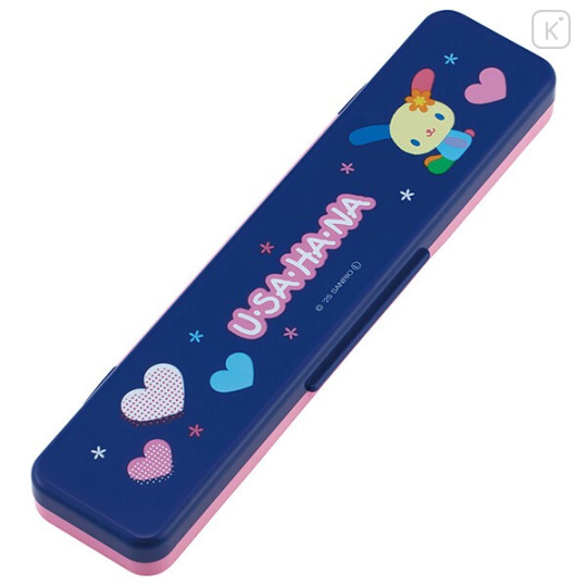 Japan Sanrio Chopsticks 18cm & Spoon with Case - Usahana - 2