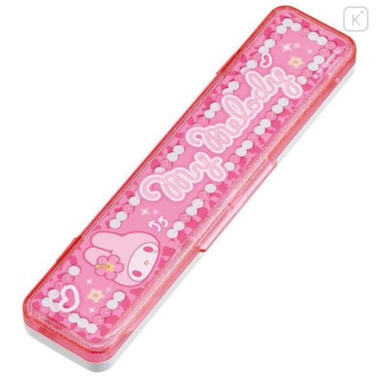 Japan Sanrio Chopsticks 18cm & Spoon with Case - My Melody : School - 2