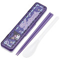 Japan Sanrio Chopsticks 18cm & Spoon with Case - Kuromi : School - 1