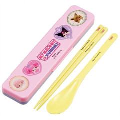 Japan Sanrio Chopsticks 18cm & Spoon with Case - Kuromi & My Melody : Netflix