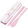 Japan Sanrio Chopsticks 18cm & Spoon with Case - My Melody : Pastel Watercolor Floral - 1