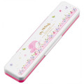 Japan Sanrio Chopsticks 18cm & Spoon with Case - My Melody : Pastel Watercolor Floral - 2