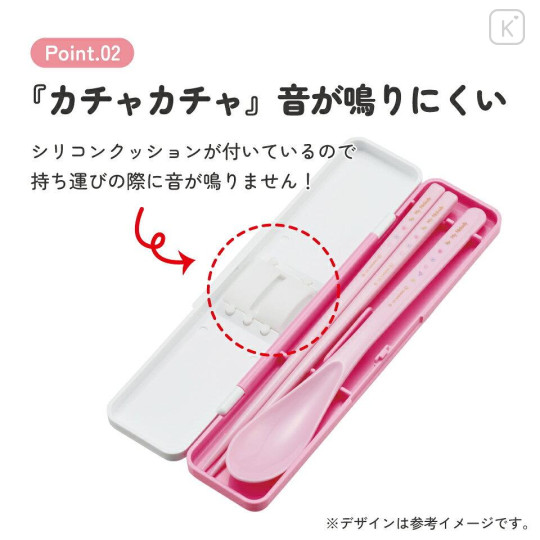 Japan Sanrio Chopsticks 18cm & Spoon with Case - My Melody : Pastel Watercolor Floral - 3