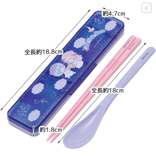 Japan Sanrio Chopsticks 18cm & Spoon with Case - Kuromi : KUROMIfy the World - 5