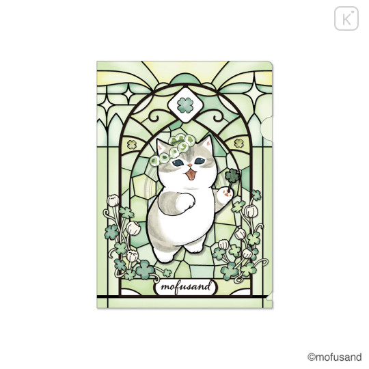 Japan Mofusand A4 Clear File - Stained Glass Green - 1