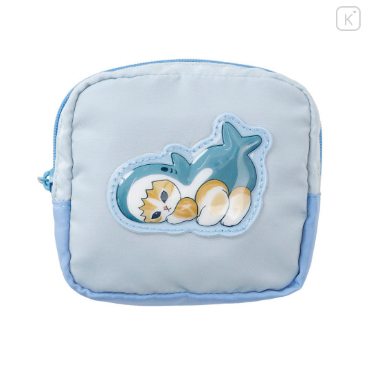 Japan Mofusand Puffy Applique Pouch - Shark Cat Blue - 1