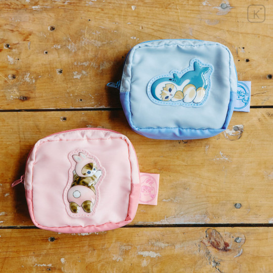 Japan Mofusand Puffy Applique Pouch - Shark Cat Blue - 2
