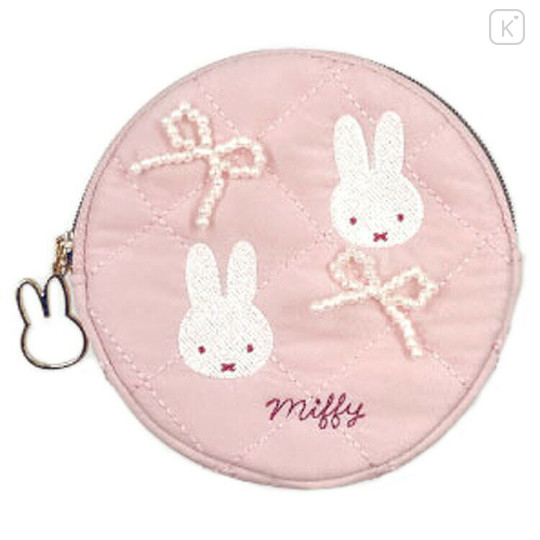Japan Miffy Quilted Mini Pouch - Ribbon Light Pink - 1